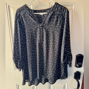 Maurices Black Blouse with White Pattern